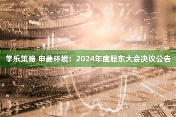 掌乐策略 申菱环境：2024年度股东大会决议公告